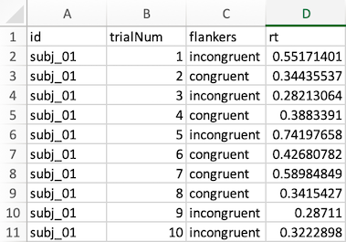 example spreadsheet